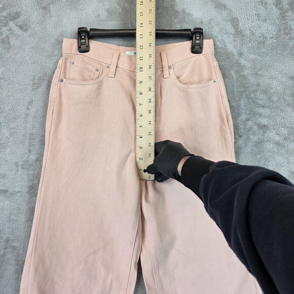 Uniqlo C Pants Womens 25 Pink Lyocell Linen Blend Straight Leg Jeans Zip Fly - Picture 3 of 11